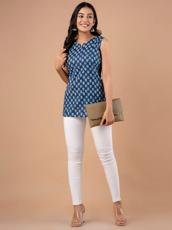 Cotton Printed Sleeveless Top