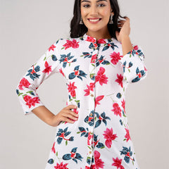 Printed Floral Rayon Shirt Tunic