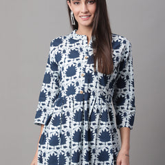 Women Flared White Designer Short Kurti