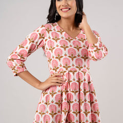 Printed Cotton Pink Peplum Tunic
