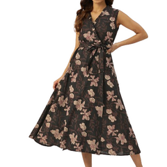 Floral Wrap Angrakha Dress – Lightweight Sleeveless Cotton Perfection