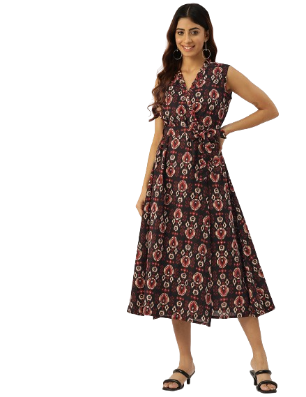 Floral Wrap Angrakha Dress – Lightweight Sleeveless Cotton Perfection