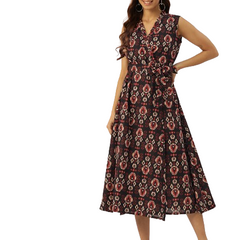 Floral Wrap Angrakha Dress – Lightweight Sleeveless Cotton Perfection