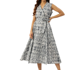 Floral Wrap Angrakha Dress – Lightweight Sleeveless Cotton Perfection