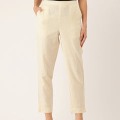 Cotton Pants - Double Pockets, Adjustable Waist, and Ankle-Length Fit