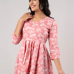 Printed Cotton Pink Peplum Tunic