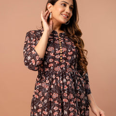 Top – Mandarin Collar, 3/4 Sleeves, Flattering Fit (Sizes S–XXL)