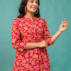 Top – Mandarin Collar, 3/4 Sleeves, Flattering Fit (Sizes S–XXL)