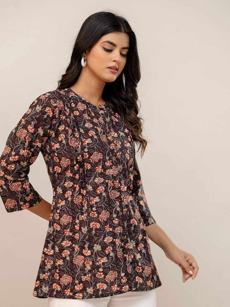 Elegant Mandarin Collar Printed Tunic – Stylish & Comfortable, Sizes