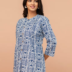 Elegant Mandarin Collar Printed Tunic – Stylish & Comfortable, Sizes