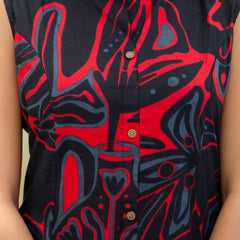 Luxury Mandarin Collar Printed Co-Ord Set with Button Detail A-Line Kurta & Comfort Fit Pants