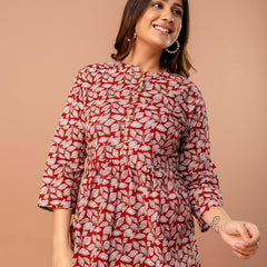 Top – Mandarin Collar, 3/4 Sleeves, Flattering Fit (Sizes S–XXL)