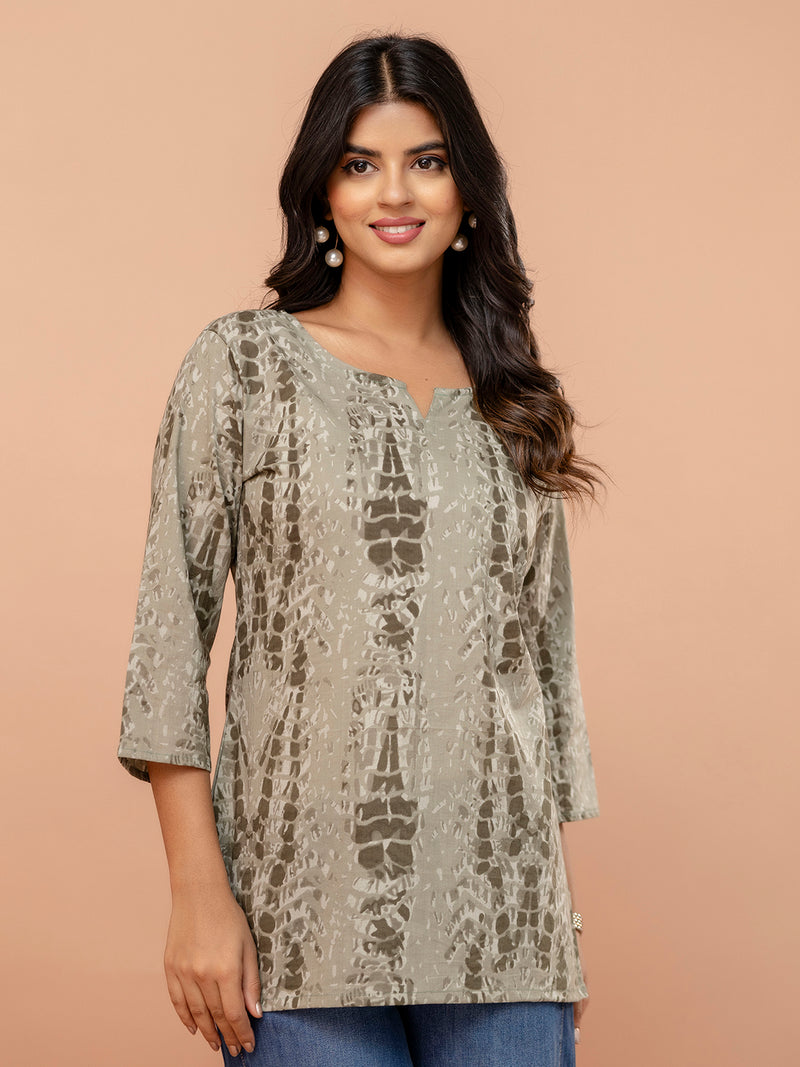 Elegant Printed Short Kurti – Soft Cotton, Everyday Style, Sizes S–XXL.