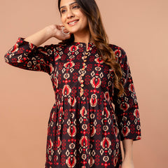 Top – Mandarin Collar, 3/4 Sleeves, Flattering Fit (Sizes S–XXL)