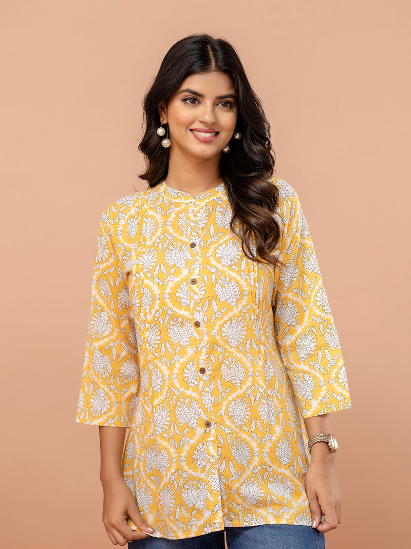 Elegant Mandarin Collar Printed Tunic – Stylish & Comfortable, Sizes
