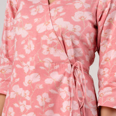 Cotton Printed Pink Angrakha Short Tunic