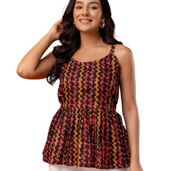 Strappy Peplum Top – Flattering Fit, All-Day Comfort, Sizes XS–XXL.