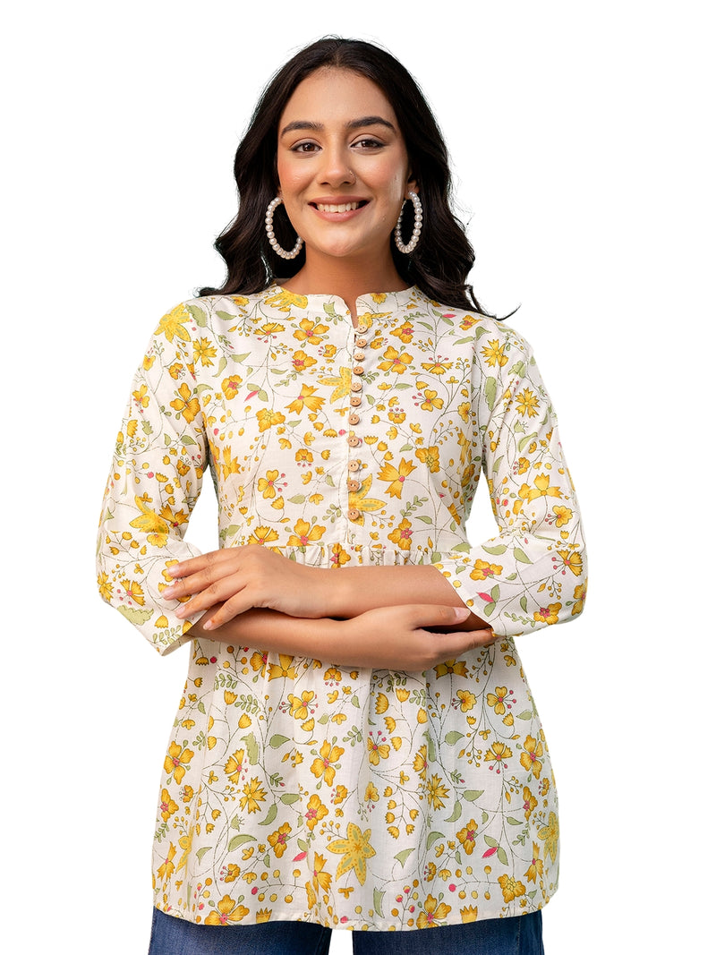 Tunic – Mandarin Collar, 3/4 Sleeves, Flattering Fit (Sizes S–XXL)