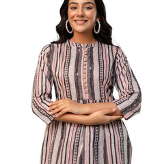 Tunic – Mandarin Collar, 3/4 Sleeves, Flattering Fit (Sizes S–XXL)