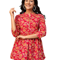 Top – Mandarin Collar, 3/4 Sleeves, Flattering Fit (Sizes S–XXL)