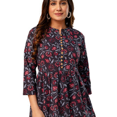 Top – Mandarin Collar, 3/4 Sleeves, Flattering Fit (Sizes S–XXL)
