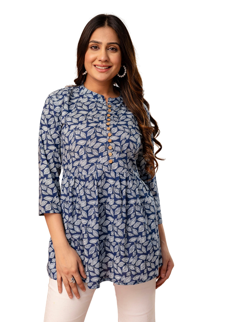 Top – Mandarin Collar, 3/4 Sleeves, Flattering Fit (Sizes S–XXL)