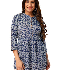 Top – Mandarin Collar, 3/4 Sleeves, Flattering Fit (Sizes S–XXL)