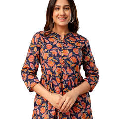 Top – Mandarin Collar, 3/4 Sleeves, Flattering Fit (Sizes S–XXL)