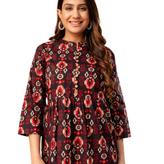 Top – Mandarin Collar, 3/4 Sleeves, Flattering Fit (Sizes S–XXL)