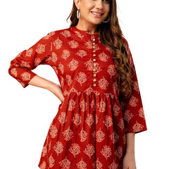 Top – Mandarin Collar, 3/4 Sleeves, Flattering Fit (Sizes S–XXL)