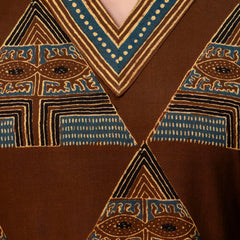 Bordered V-Neck 3-Piece Kurta Set with Ankle-Length Pants & Full-Length Dupatta (M–XXL)