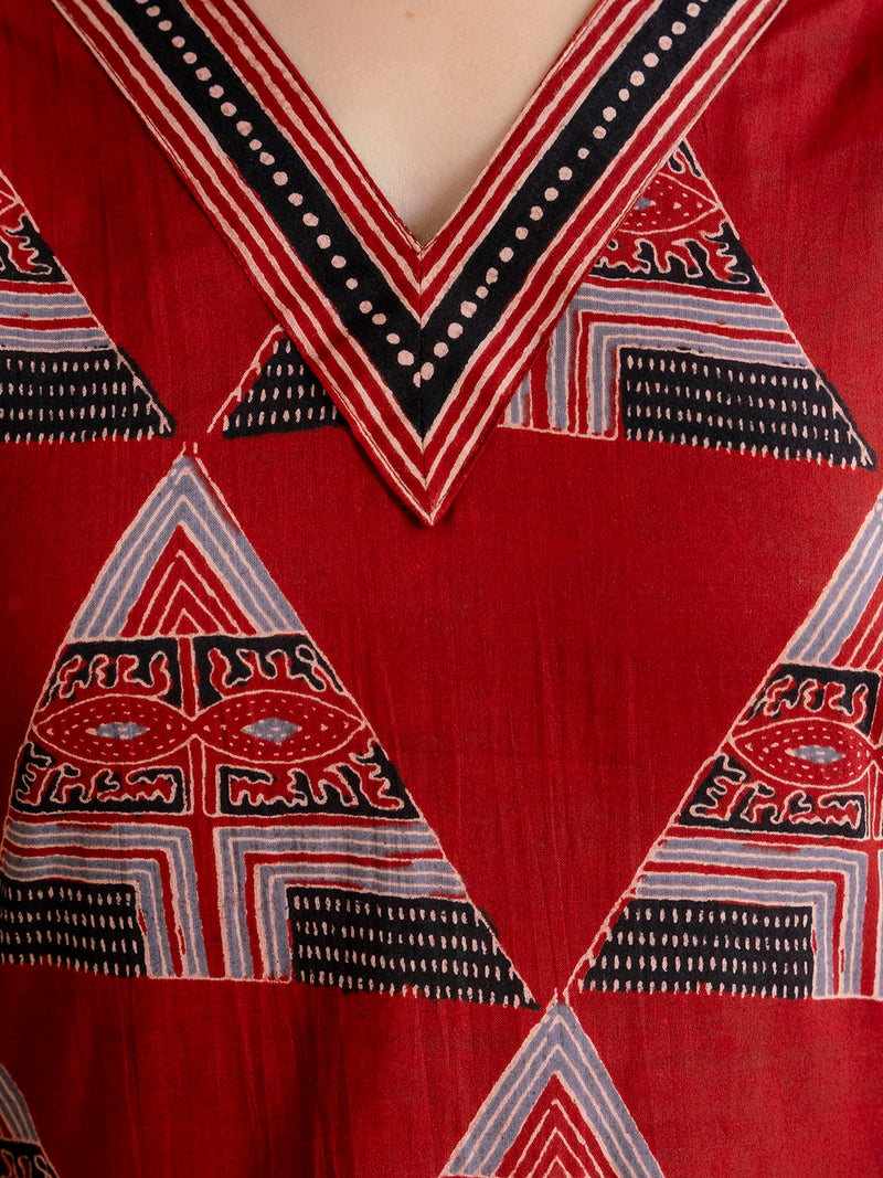 Bordered V-Neck 3-Piece Kurta Set with Ankle-Length Pants & Full-Length Dupatta (M–XXL)