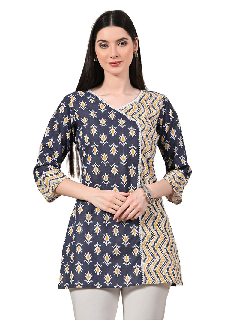 Graceful Wrap-Style Angrakha Cotton Kurti for Everyday Wear