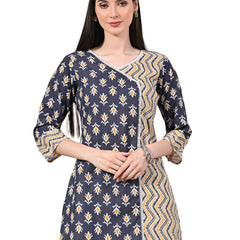 Graceful Wrap-Style Angrakha Cotton Kurti for Everyday Wear