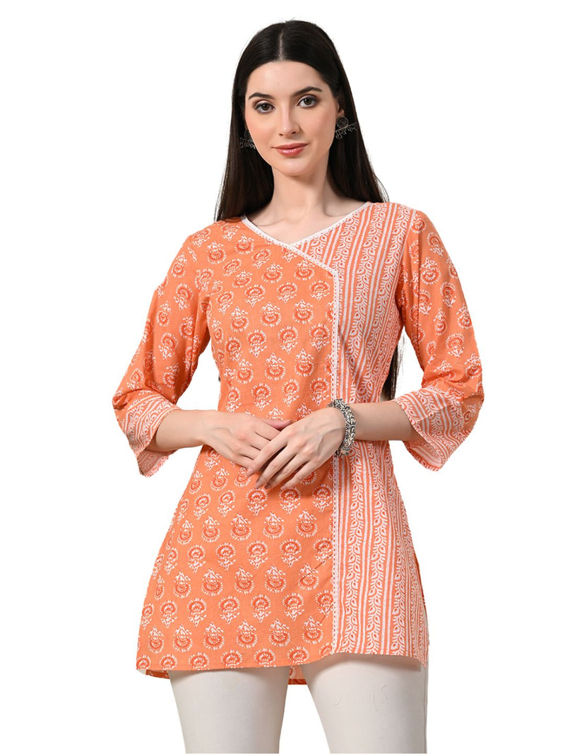 Graceful Wrap-Style Angrakha Cotton Kurti for Everyday Wear