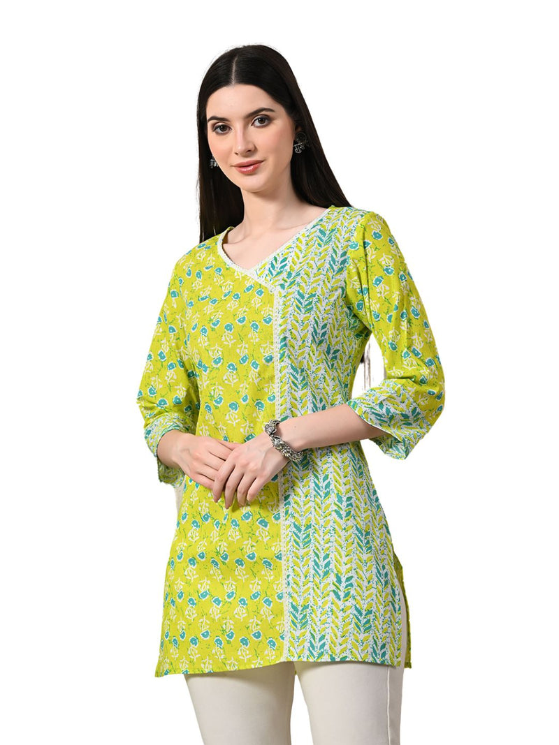 Graceful Wrap-Style Angrakha Cotton Kurti for Everyday Wear