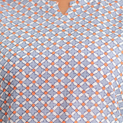 White Printed Cotton Night Suit with V-Neck Kurti & Ankle-Length Pants