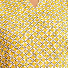 Yellow Printed Cotton Night Suit with V-Neck Kurti & Ankle-Length Pants