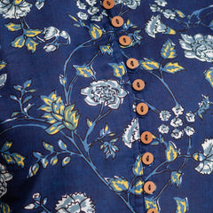 Floral Printed Pure Cotton Pleated A-Line Kurti