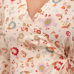 Floral Printed V-Neck Pure Cotton Angrakha A-Line