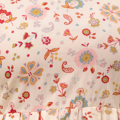 Floral Printed V-Neck Pure Cotton Pleated A-Line Kurti