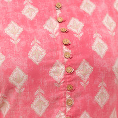 Floral Printed Pure Cotton Pleated A-Line Kurti