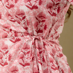Floral Printed V-Neck Pure Cotton Angrakha A-Line