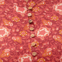 Floral Printed Pure Cotton Pleated A-Line Kurti