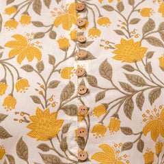 Floral Printed Pure Cotton Pleated A-Line Kurti