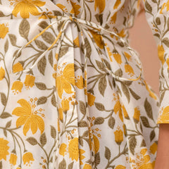Floral Printed V-Neck Angrakha A-Line Kurti