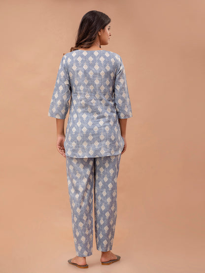 Floral Printed Pure Cotton Night Suits FRLW9048