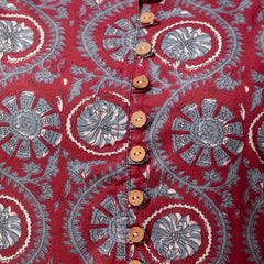 Floral Printed Pure Cotton Pleated A-Line Kurti