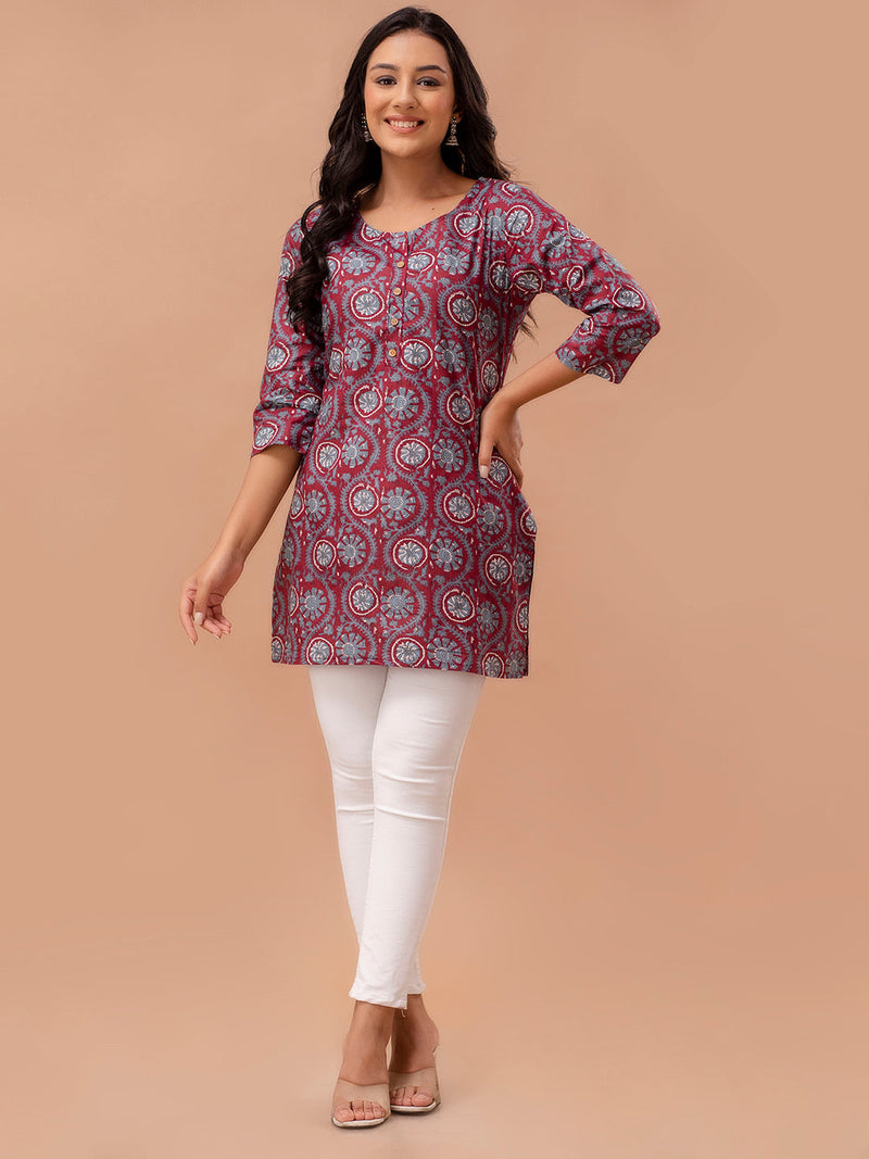 Ethnic Motifs Printed Pure Cotton Kurti
