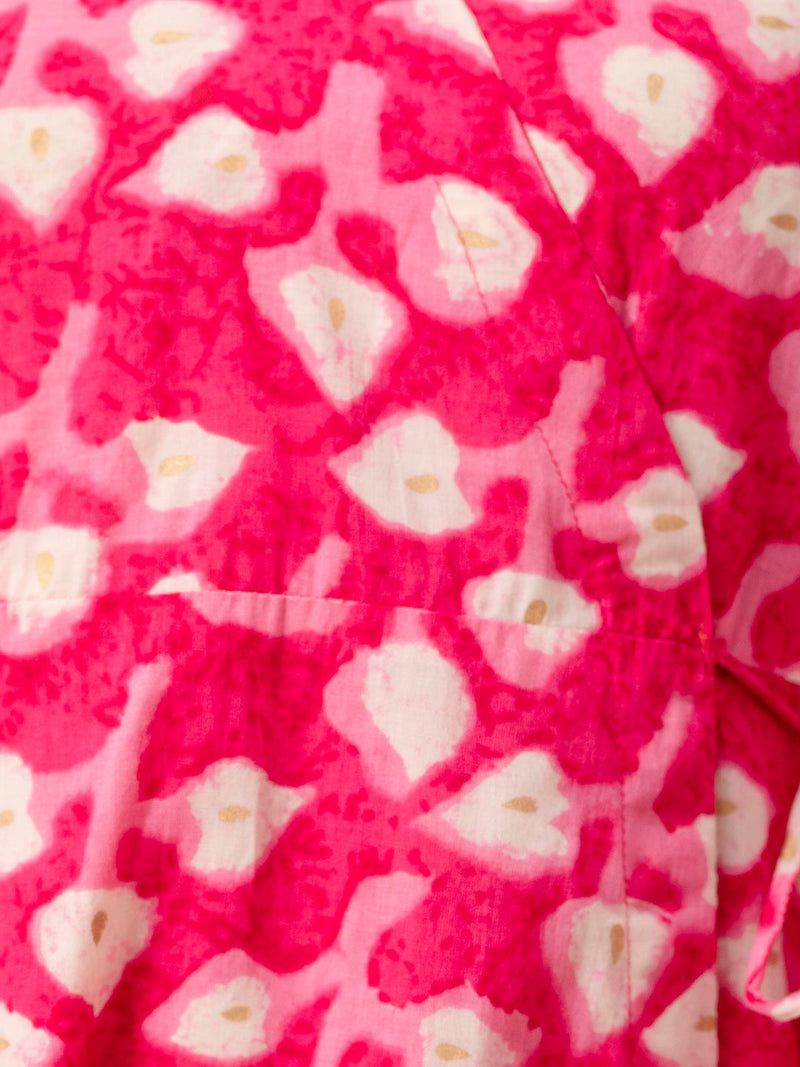 Floral Printed V-Neck Pure Cotton Angrakha A-Line